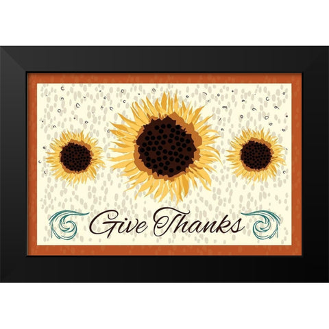 Give Thanks Black Modern Wood Framed Art Print by ND Art