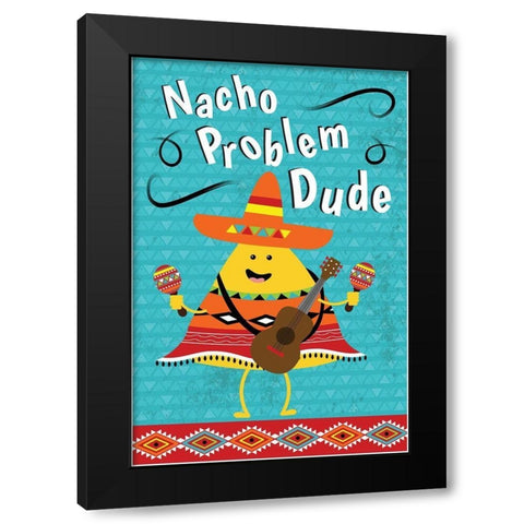 Nacho Problem Black Modern Wood Framed Art Print by ND Art