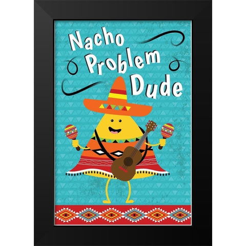 Nacho Problem Black Modern Wood Framed Art Print by ND Art