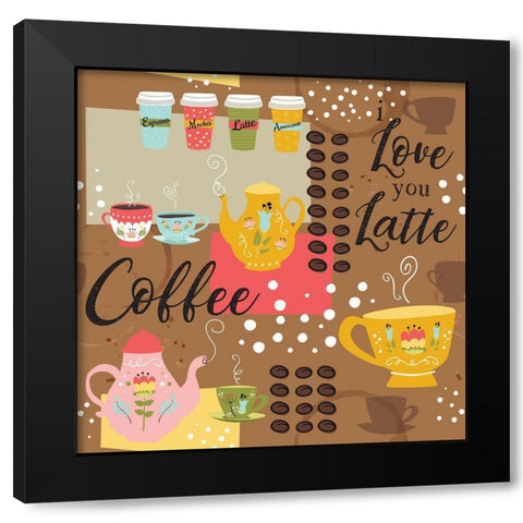 I Love You a Latte IV Black Modern Wood Framed Art Print by ND Art