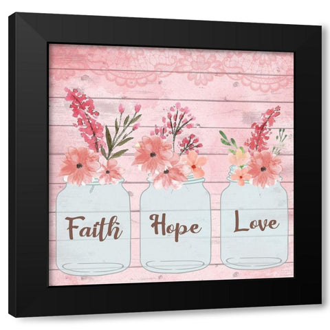 Faith Hope Love Black Modern Wood Framed Art Print by ND Art