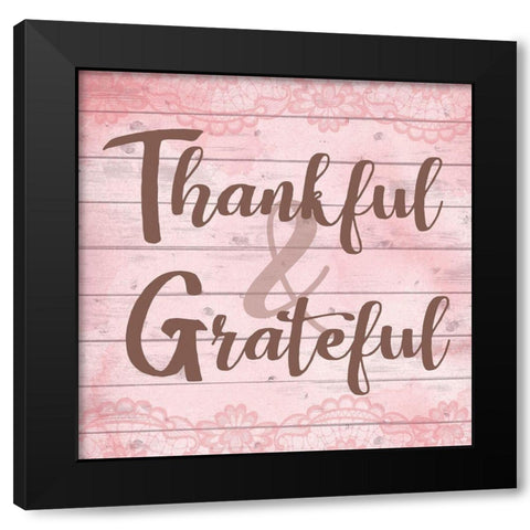 Thankful and Grateful Black Modern Wood Framed Art Print with Double Matting by ND Art