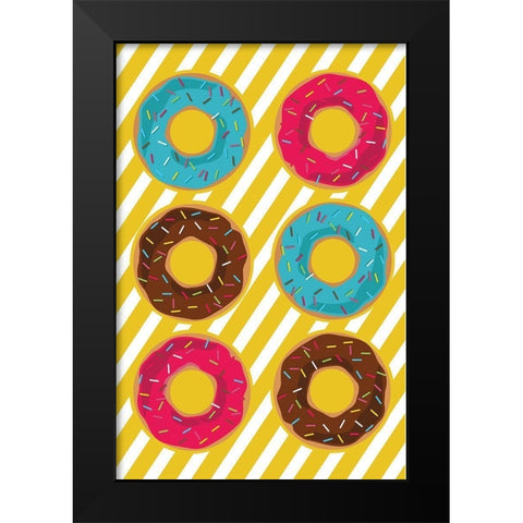 Donuts Black Modern Wood Framed Art Print by ND Art