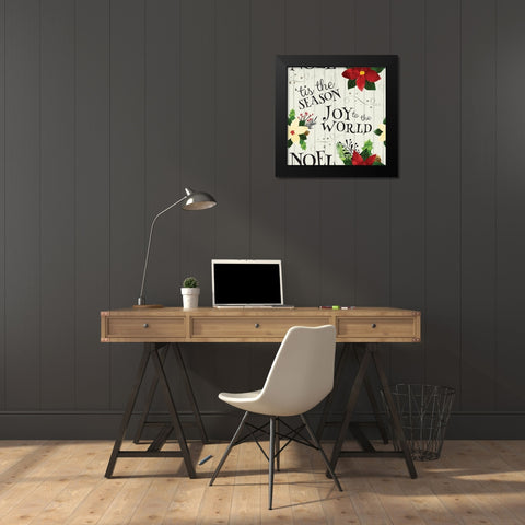 Pretty Poinsettias Pattern IV Black Modern Wood Framed Art Print by ND Art
