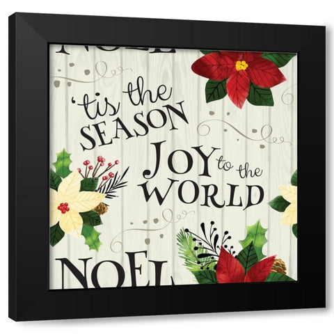 Pretty Poinsettias Pattern IV Black Modern Wood Framed Art Print by ND Art