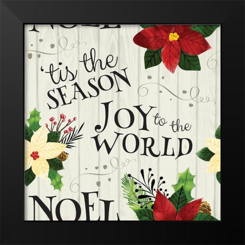 Pretty Poinsettias Pattern IV Black Modern Wood Framed Art Print by ND Art