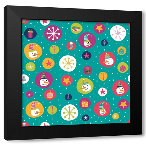 Holiday Joy Pattern II Black Modern Wood Framed Art Print with Double Matting by ND Art