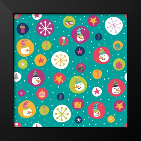 Holiday Joy Pattern II Black Modern Wood Framed Art Print by ND Art