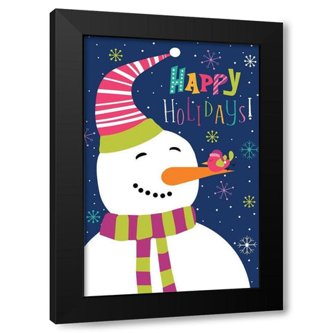 Happy Holidays Black Modern Wood Framed Art Print with Double Matting by ND Art