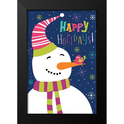 Happy Holidays Black Modern Wood Framed Art Print by ND Art