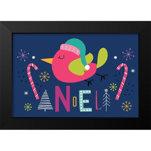 Noel Black Modern Wood Framed Art Print by ND Art