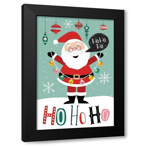 Ho Ho Ho Black Modern Wood Framed Art Print by ND Art