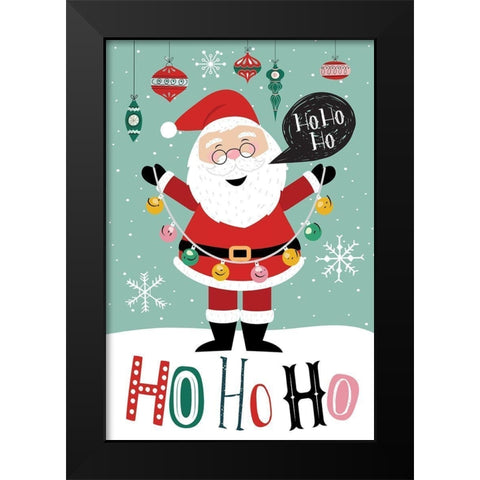 Ho Ho Ho Black Modern Wood Framed Art Print by ND Art