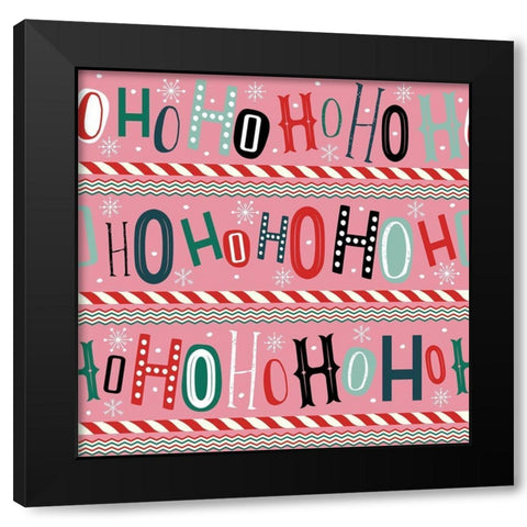 Happy Jolly Merry Pattern IV Black Modern Wood Framed Art Print with Double Matting by ND Art