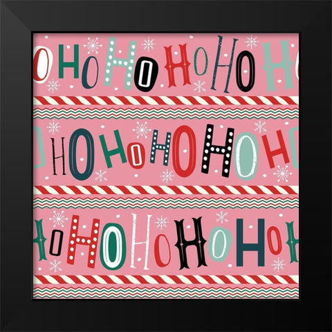 Happy Jolly Merry Pattern IV Black Modern Wood Framed Art Print by ND Art