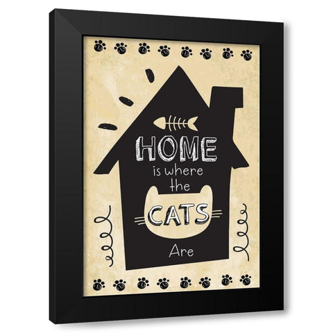 Home is Where the Cats Are Black Modern Wood Framed Art Print with Double Matting by ND Art