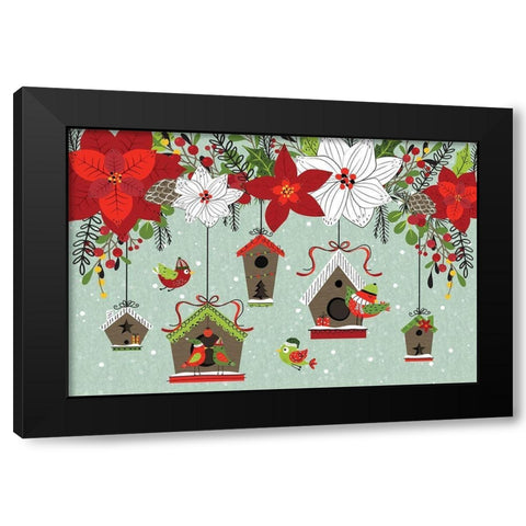Festive Feathers II Black Modern Wood Framed Art Print by ND Art