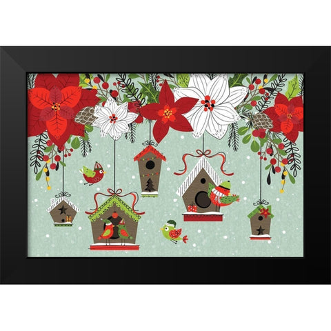 Festive Feathers II Black Modern Wood Framed Art Print by ND Art