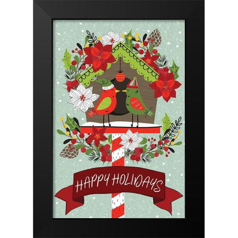 Festive Feathers III Black Modern Wood Framed Art Print by ND Art