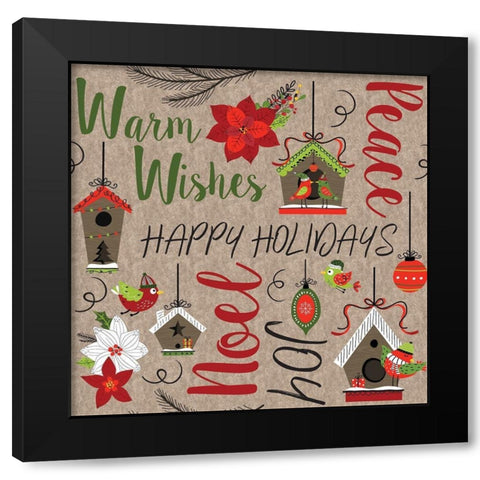 Festive Feathers Pattern IV Black Modern Wood Framed Art Print by ND Art