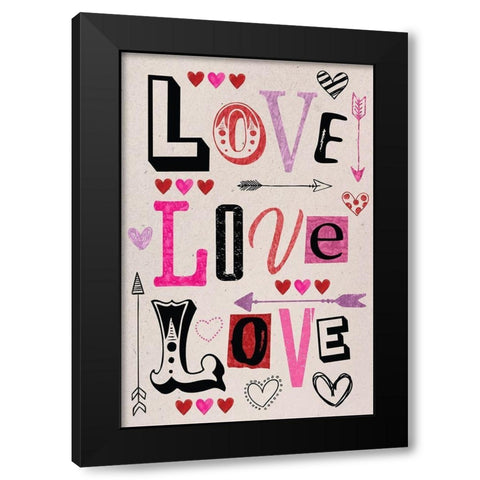 Love Love Love II Black Modern Wood Framed Art Print with Double Matting by ND Art
