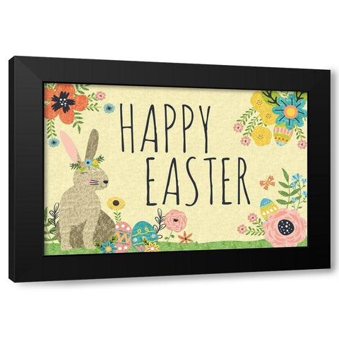 Easter Wishes Black Modern Wood Framed Art Print by ND Art