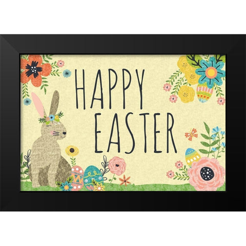 Easter Wishes Black Modern Wood Framed Art Print by ND Art