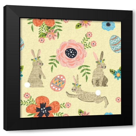 Easter Wishes Pattern II Black Modern Wood Framed Art Print with Double Matting by ND Art