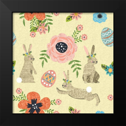 Easter Wishes Pattern II Black Modern Wood Framed Art Print by ND Art
