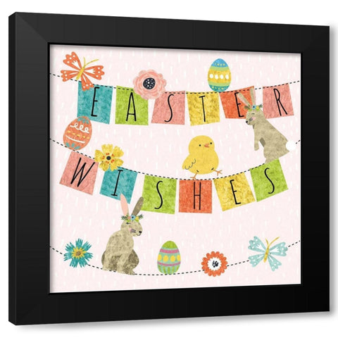 Easter Wishes Black Modern Wood Framed Art Print by ND Art
