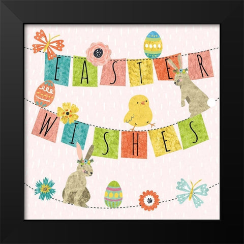 Easter Wishes Black Modern Wood Framed Art Print by ND Art