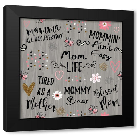 Best Mom Ever Pattern I Black Modern Wood Framed Art Print with Double Matting by ND Art