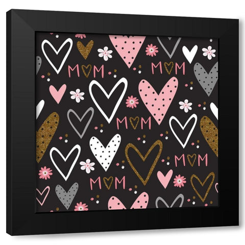Best Mom Ever Pattern II Black Modern Wood Framed Art Print with Double Matting by ND Art