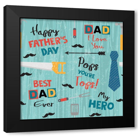 Dad Pattern II Black Modern Wood Framed Art Print by ND Art