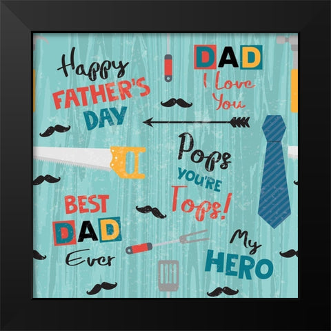 Dad Pattern II Black Modern Wood Framed Art Print by ND Art