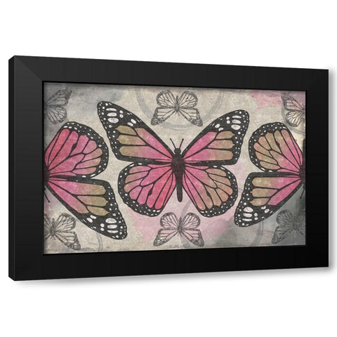 Butterflies II Black Modern Wood Framed Art Print by ND Art