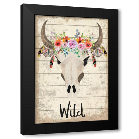Wild Black Modern Wood Framed Art Print by ND Art