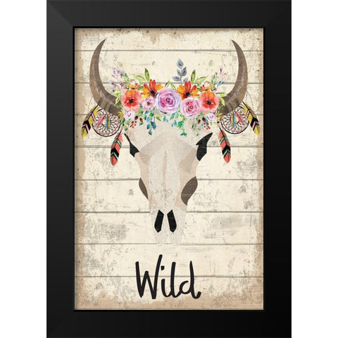 Wild Black Modern Wood Framed Art Print by ND Art