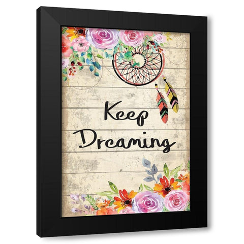 Keep Dreaming Black Modern Wood Framed Art Print by ND Art