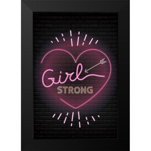 Girl Strong Black Modern Wood Framed Art Print by ND Art