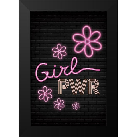 Girl Pwr Black Modern Wood Framed Art Print by ND Art