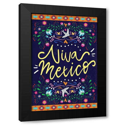 Viva Mexico Black Modern Wood Framed Art Print with Double Matting by ND Art