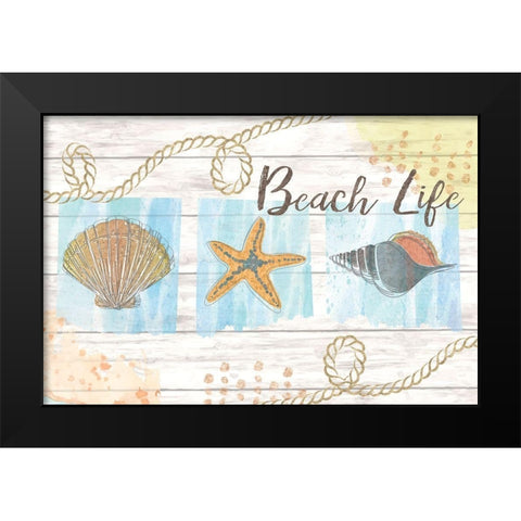 Beach Life Black Modern Wood Framed Art Print by ND Art