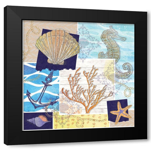 Coastal Shores Pattern I Black Modern Wood Framed Art Print by ND Art