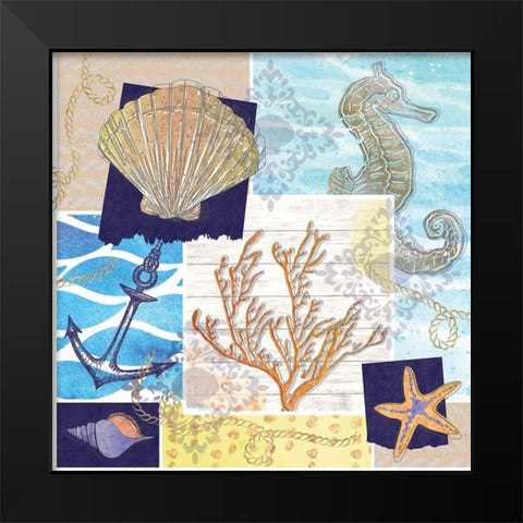 Coastal Shores Pattern I Black Modern Wood Framed Art Print by ND Art