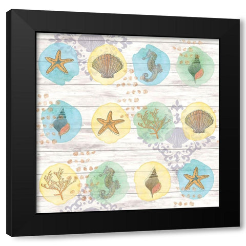 Coastal Shores Pattern II Black Modern Wood Framed Art Print by ND Art