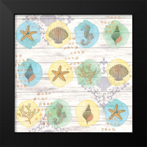 Coastal Shores Pattern II Black Modern Wood Framed Art Print by ND Art