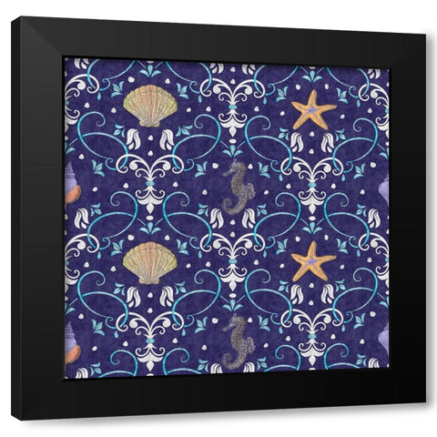 Coastal Shores Pattern III Black Modern Wood Framed Art Print with Double Matting by ND Art