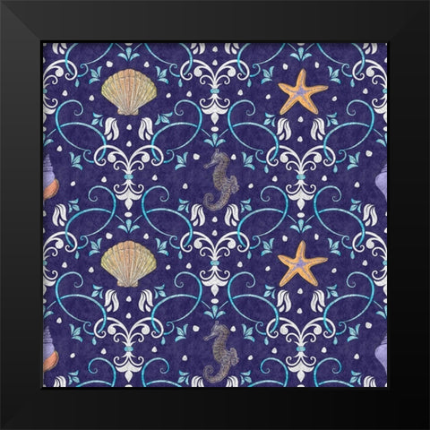 Coastal Shores Pattern III Black Modern Wood Framed Art Print by ND Art