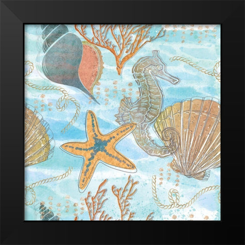 Coastal Shores Pattern IV Black Modern Wood Framed Art Print by ND Art